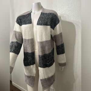 Nine West Cardigan Sweater 
Striped Open-Front NWOT